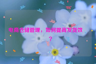 電商倉儲管理，如何提高發(fā)貨效率？