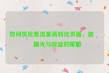 如何優(yōu)化低流量高轉(zhuǎn)化頁面，提升曝光與收益的策略