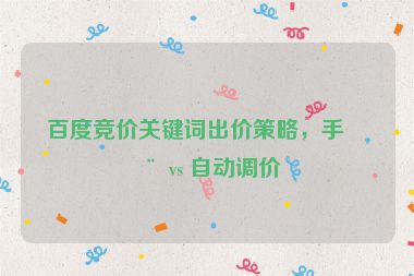 百度競價關(guān)鍵詞出價策略，手動 vs 自動調(diào)價