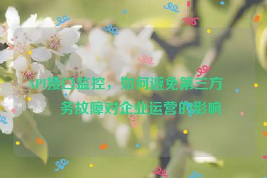 API接口監(jiān)控，如何避免第三方服務故障對企業(yè)運營的影響