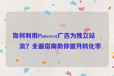 如何利用Pinterest廣告為獨立站引流？全面指南助你提升轉(zhuǎn)化率
