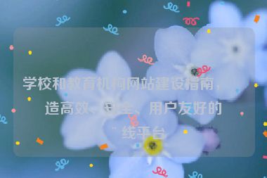 學校和教育機構(gòu)網(wǎng)站建設(shè)指南，打造高效、安全、用戶友好的在線平臺