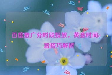 百度推廣分時段投放，黃金時間設(shè)置技巧解析