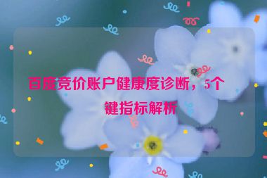 百度競價賬戶健康度診斷，5個關(guān)鍵指標(biāo)解析