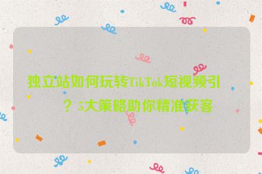 獨(dú)立站如何玩轉(zhuǎn)TikTok短視頻引流？5大策略助你精準(zhǔn)獲客