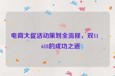 電商大促活動(dòng)策劃全流程，雙11、618的成功之道