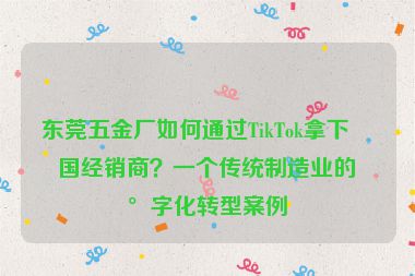 東莞五金廠如何通過(guò)TikTok拿下美國(guó)經(jīng)銷商？一個(gè)傳統(tǒng)制造業(yè)的數(shù)字化轉(zhuǎn)型案例
