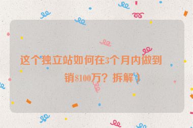 這個獨立站如何在3個月內(nèi)做到月銷$100萬？拆解）
