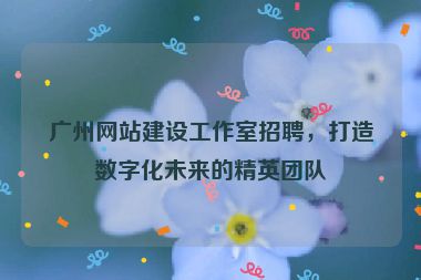 廣州網(wǎng)站建設(shè)工作室招聘，打造數(shù)字化未來的精英團(tuán)隊(duì)