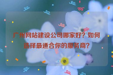 廣州網(wǎng)站建設(shè)公司哪家好？如何選擇最適合你的服務(wù)商？