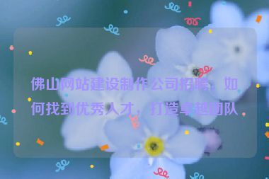 佛山網(wǎng)站建設(shè)制作公司招聘，如何找到優(yōu)秀人才，打造卓越團(tuán)隊(duì)