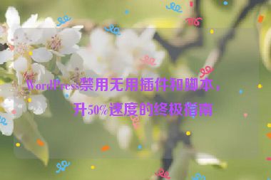 WordPress禁用無用插件和腳本，提升50%速度的終極指南