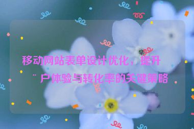 移動(dòng)網(wǎng)站表單設(shè)計(jì)優(yōu)化，提升用戶體驗(yàn)與轉(zhuǎn)化率的關(guān)鍵策略