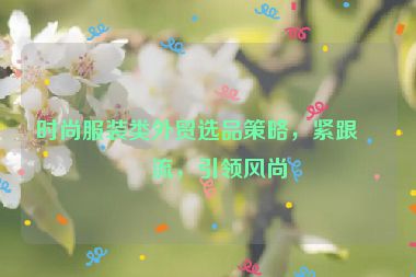 時尚服裝類外貿選品策略，緊跟潮流，引領風尚