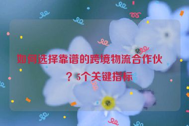 如何選擇靠譜的跨境物流合作伙伴？5個關(guān)鍵指標
