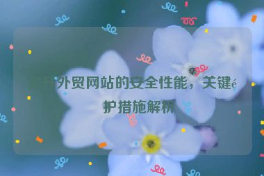 提升外貿(mào)網(wǎng)站的安全性能，關(guān)鍵防護措施解析