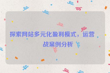 探索網(wǎng)站多元化盈利模式，運(yùn)營(yíng)實(shí)戰(zhàn)案例分析