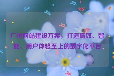 廣州網(wǎng)站建設(shè)方案，打造高效、智能、用戶體驗(yàn)至上的數(shù)字化平臺